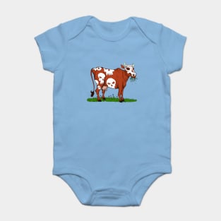 Scary Dairy Cow Skull Vegan Baby Bodysuit